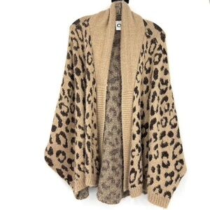 Anthropologie Akemi & Kin Louise Leopard Fuzzy Cardigan Sweater One Size Womens
